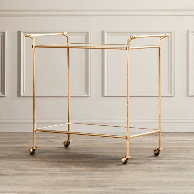 Elegant Two Tier Gold Bar Trolley With Minimalist Design