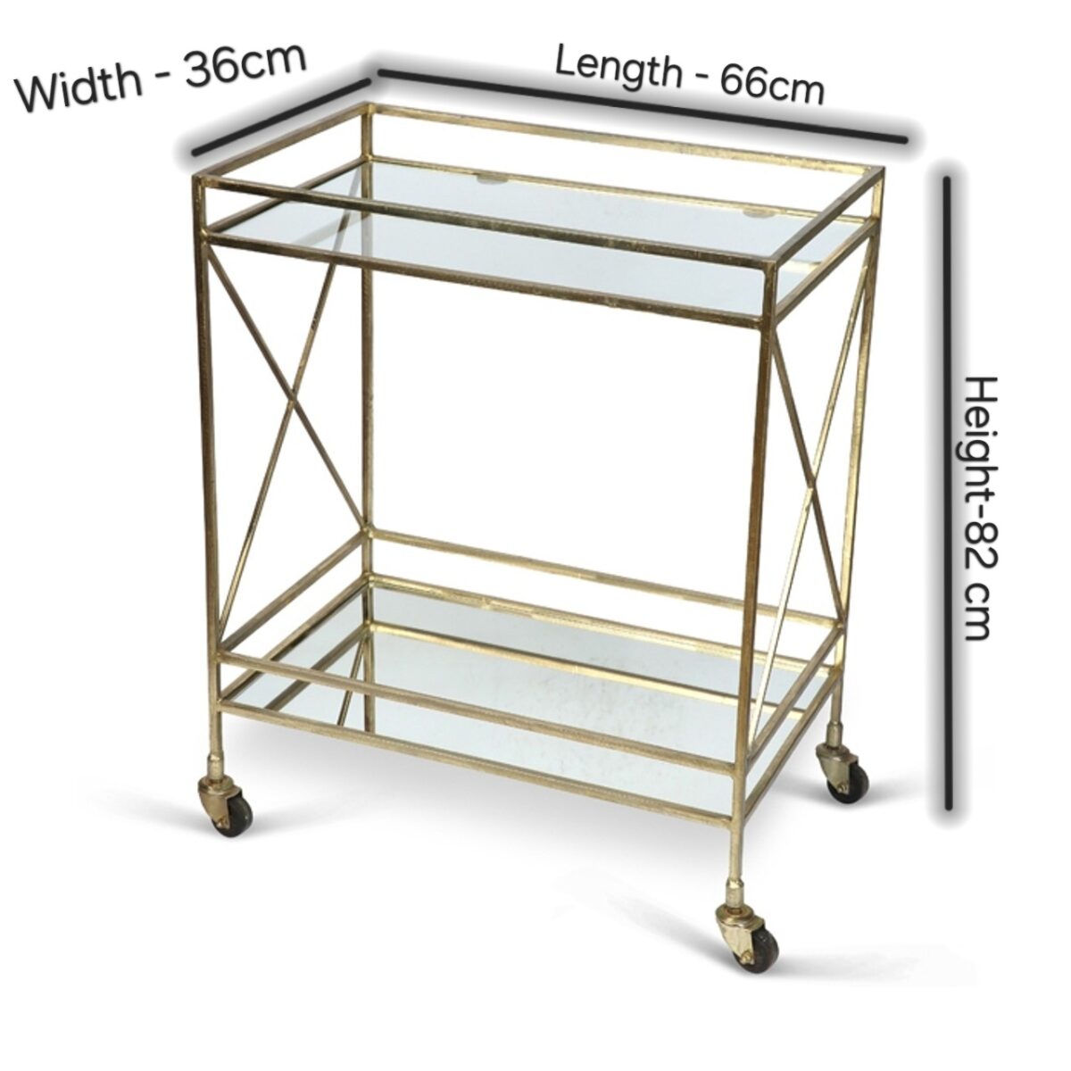 Glamorous Two Tier Gold Bar Cart Drinks Trolley