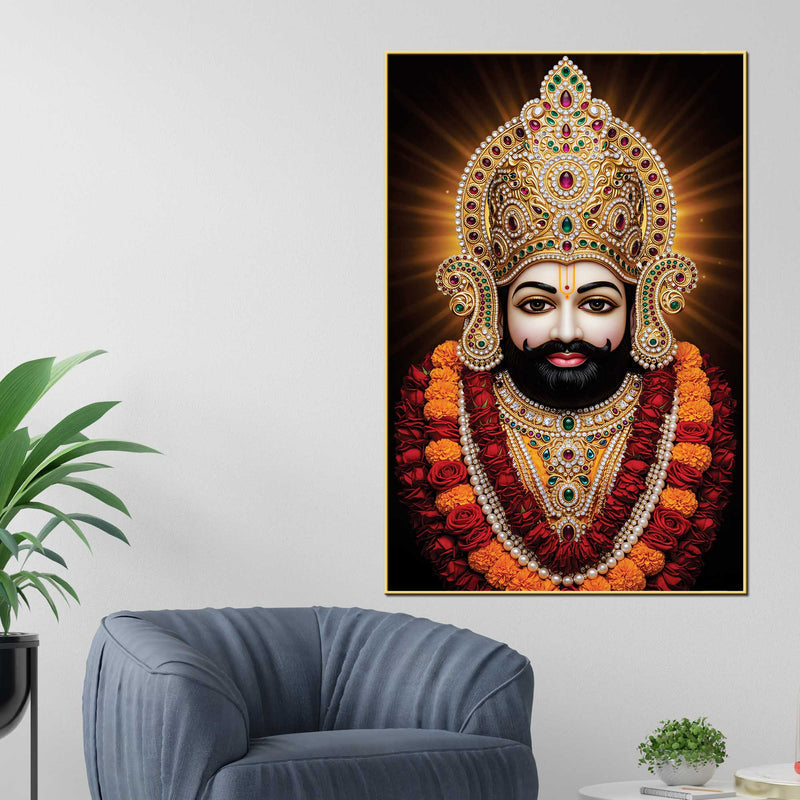 Khatu Shyam Ji Sacred Devotional Canvas Wall Painting Spiritual Home Decor