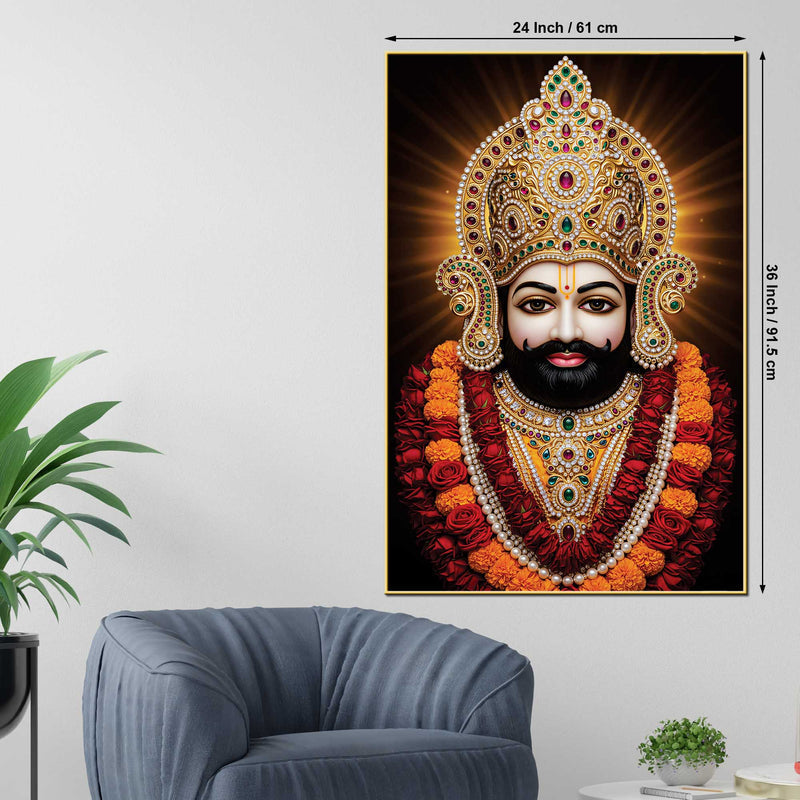 Khatu Shyam Ji Sacred Devotional Canvas Wall Painting Spiritual Home Decor