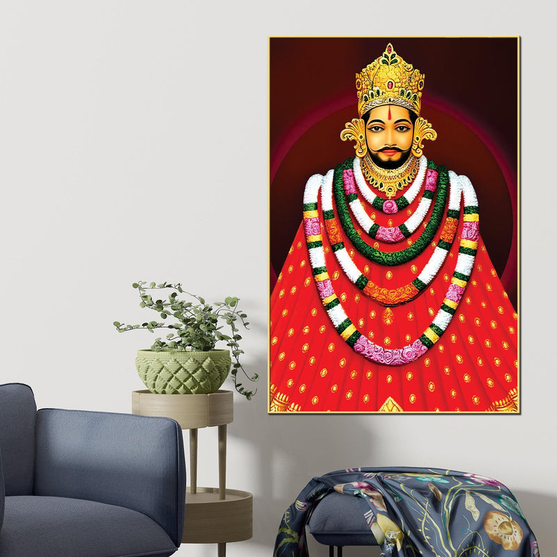 Khatu Shyam Ji Traditional Canvas Painting Mandir Wall Decor