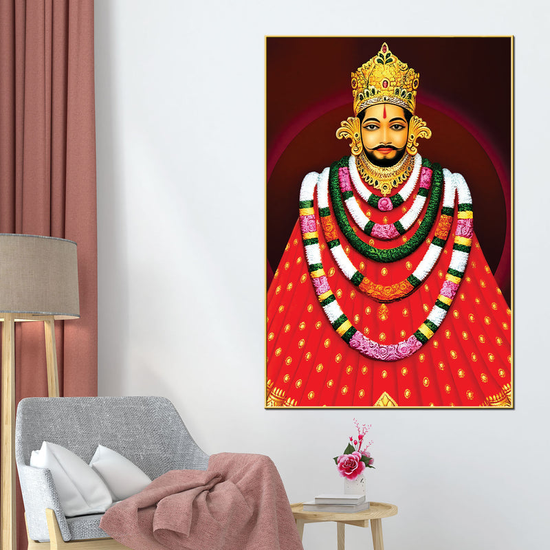 Khatu Shyam Ji Traditional Canvas Painting Mandir Wall Decor