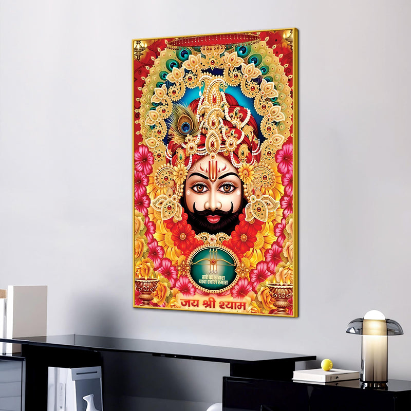 Khatu Shyam Ji Traditional Devotional Canvas Wall Painting Hindu Wall Art