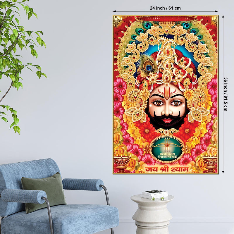 Khatu Shyam Ji Traditional Devotional Canvas Wall Painting Hindu Wall Art