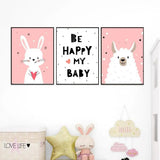 Playful Baby Sheep &amp; Rabbit Kids Room Wall Frame Set of 3
