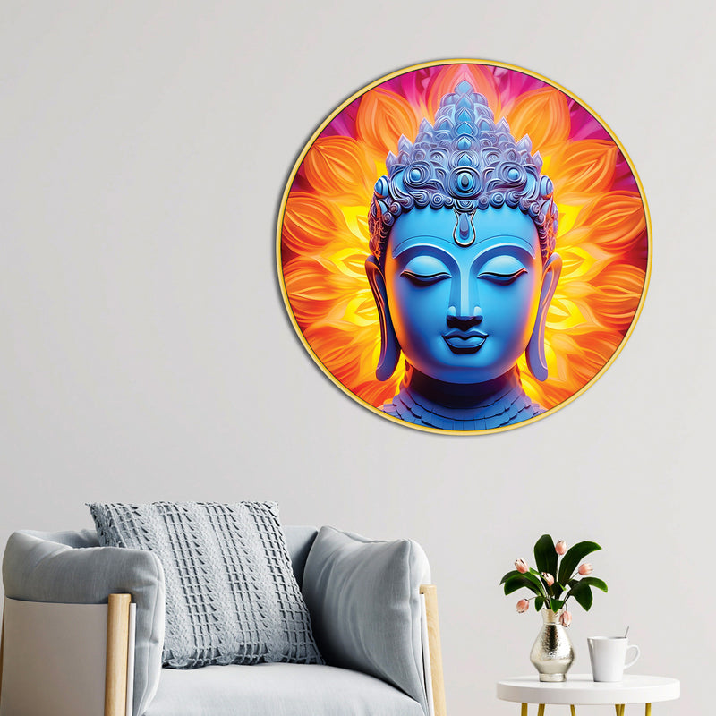 Luxury Gautam Buddha Decorative Round Wall Painting
