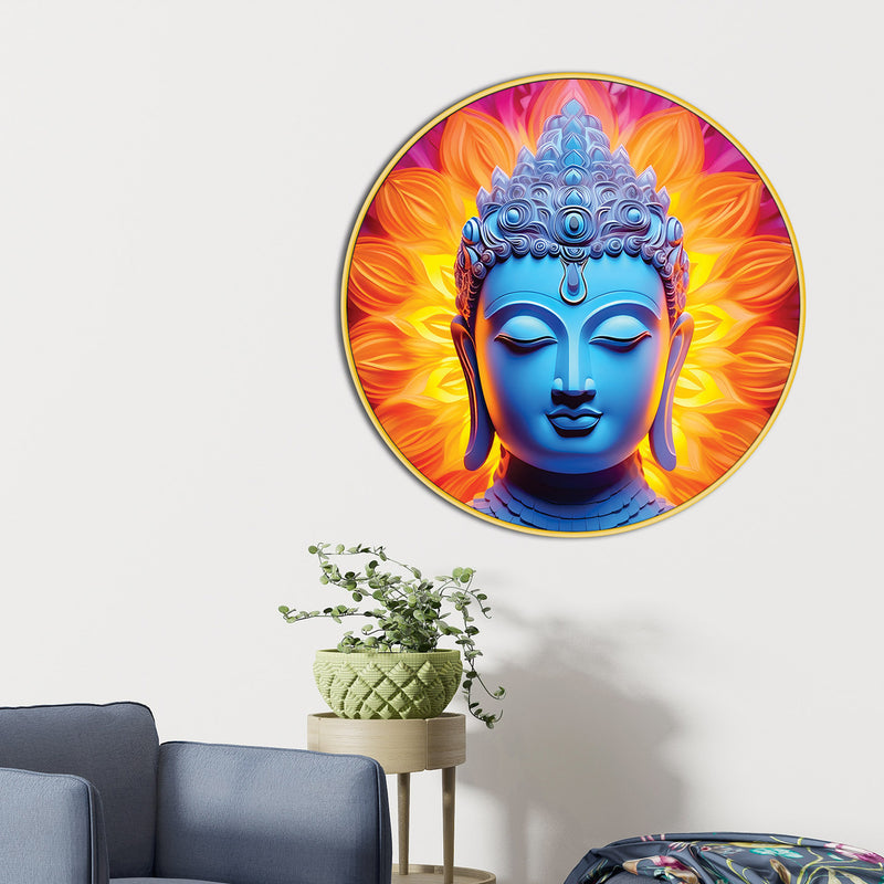 Luxury Gautam Buddha Decorative Round Wall Painting