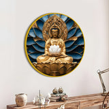 Floral Aura Gautam Buddha Round Painting
