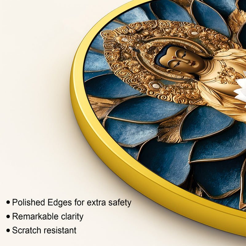 Floral Aura Gautam Buddha Round Painting