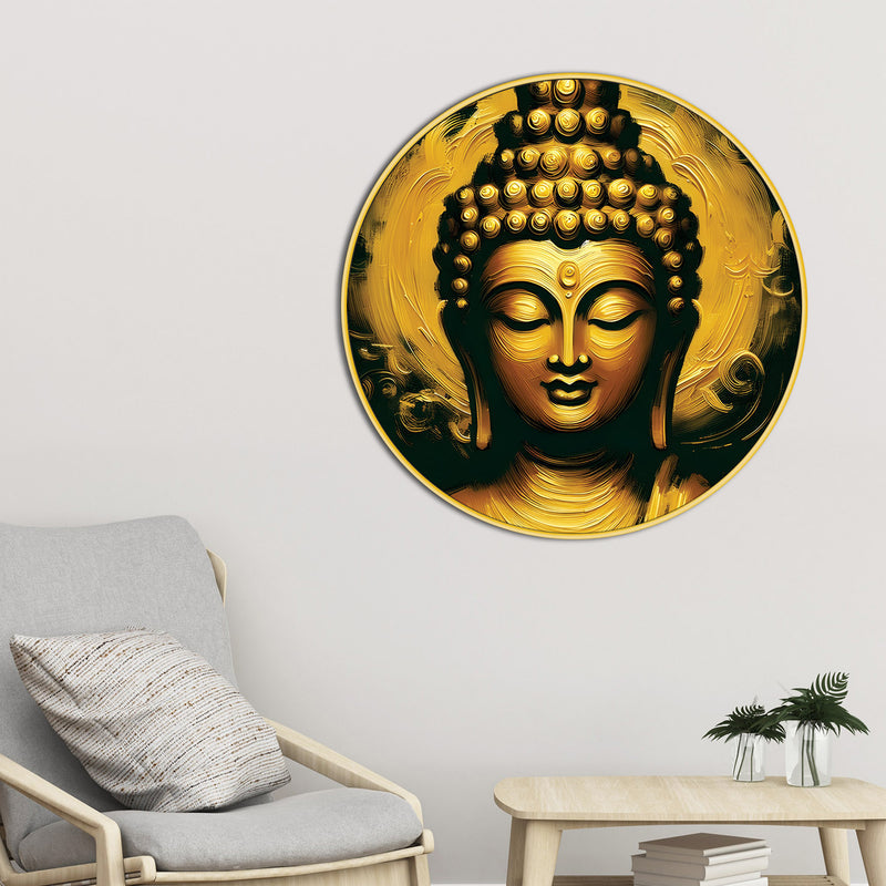 Luxury Gautam Buddha Round Wall Painting