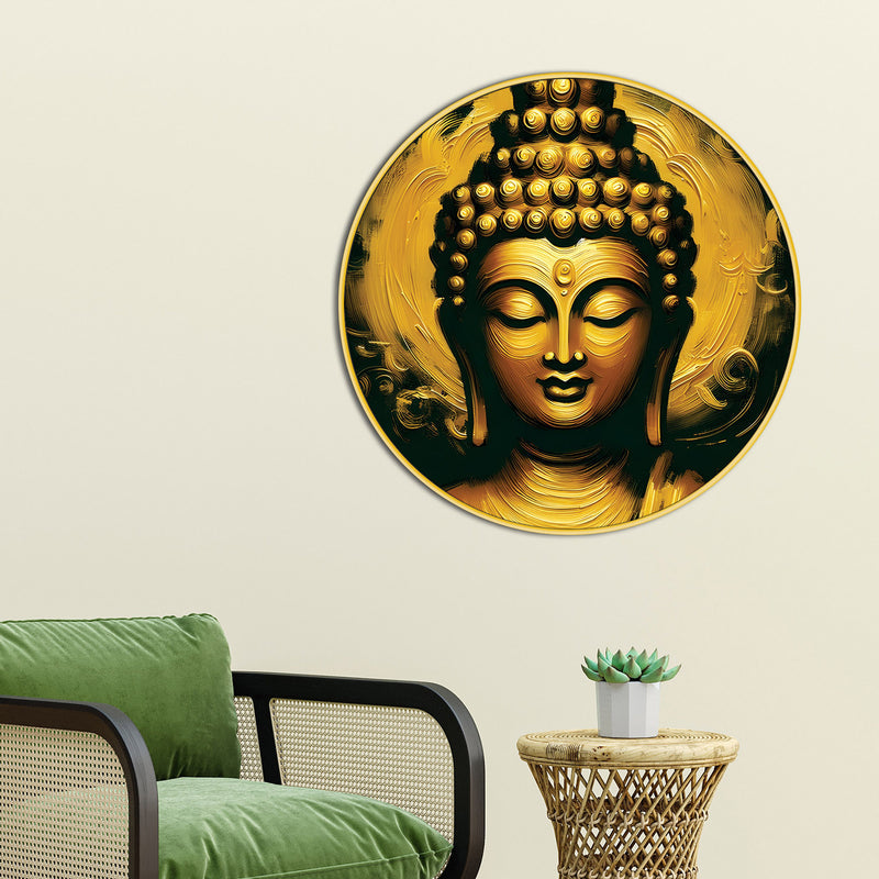 Luxury Gautam Buddha Round Wall Painting