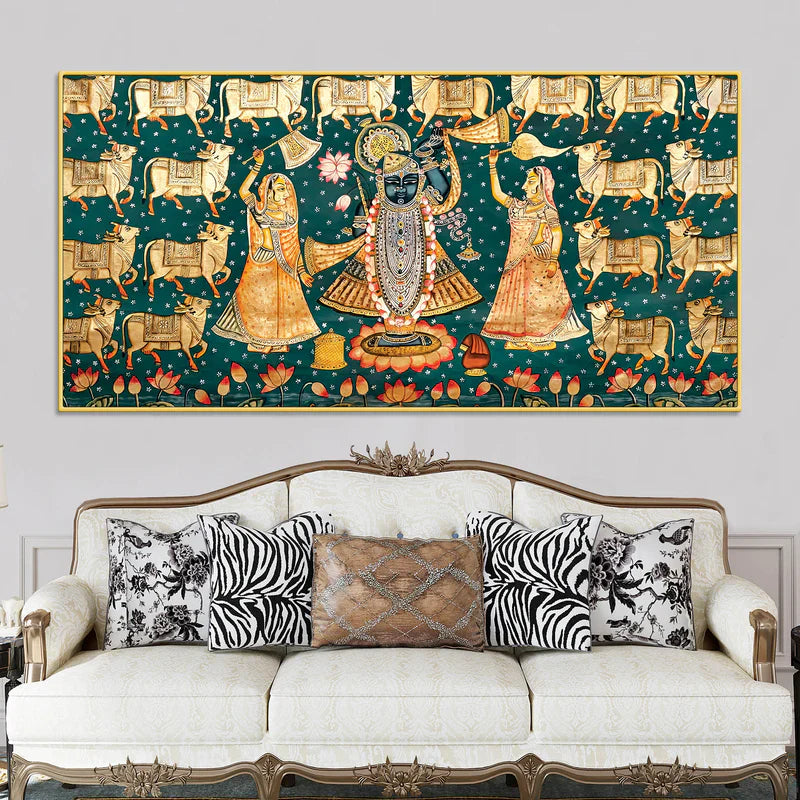 Luxury Nathdwara Shrinathji Krishna Wall Painting