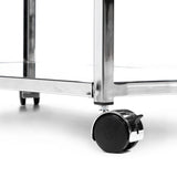 Metallic Minimalist Frame Design Bar Cart Trolley With Glass Shelves