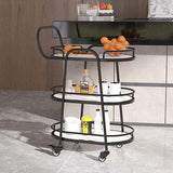 Modern 3 Tier Black Bar Cart With White Shelves