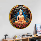Modern Artistic Gautam Buddha Round Wall Painting