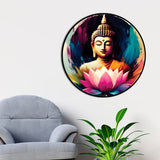 Modern Gautam Buddha Colorful Round Wall Painting