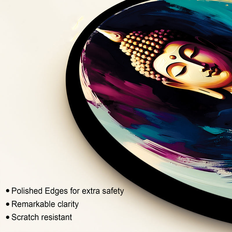 Modern Gautam Buddha Colorful Round Wall Painting