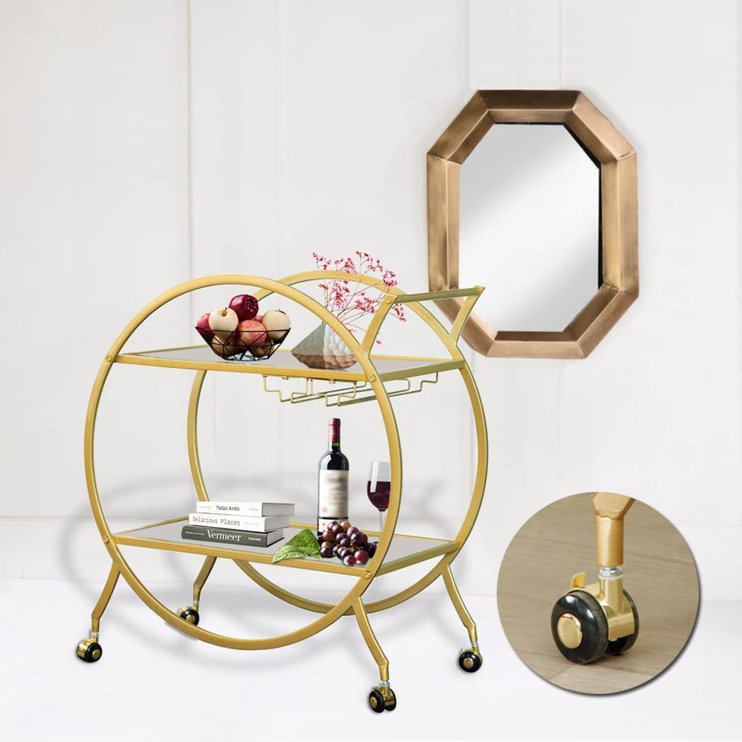 Modern Circular Bar Trolley With Dual Shelves