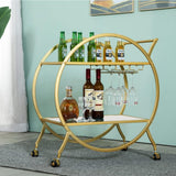 Modern Circular Bar Trolley With Dual Shelves