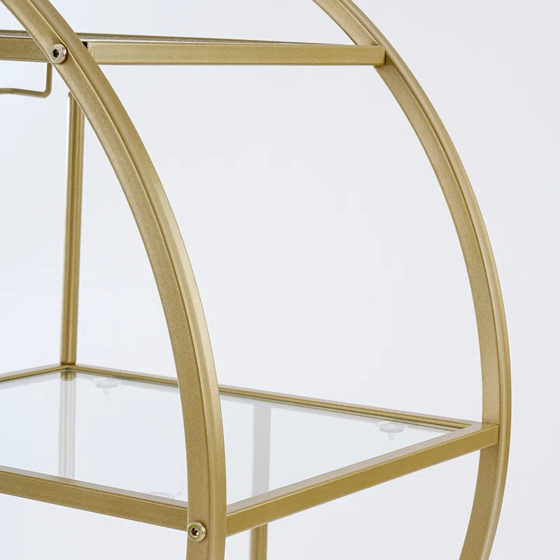 Modern Circular Drink Trolley With Glass Rack Trolley