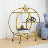 Modern Circular Bar Trolley With Dual Shelves