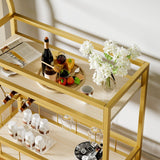 Modern Gold Bar Cart With Built In Wine Storage Trolley