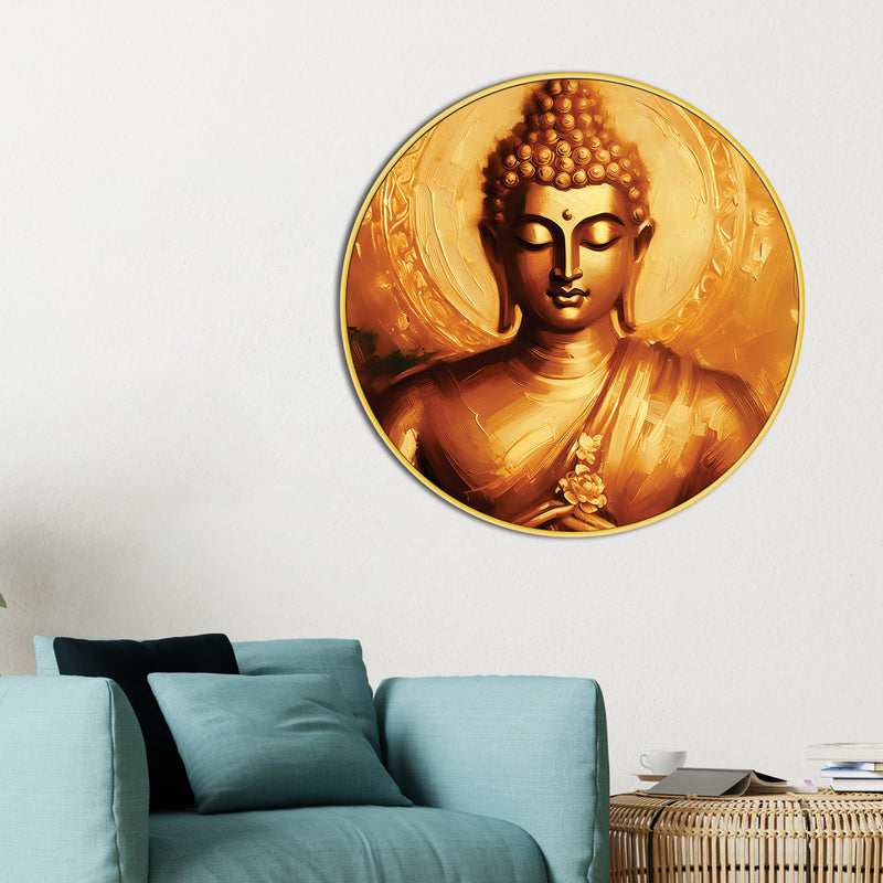 Peaceful Gautam Buddha Home Decor Round Wall Painting