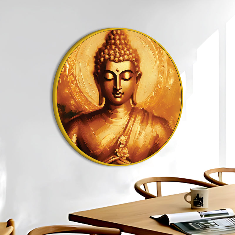 Peaceful Gautam Buddha Home Decor Round Wall Painting