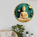 Peaceful Spiritual Gautam Buddha Home Décor Round Wall Painting