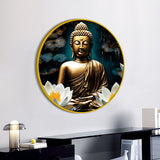 Peaceful Spiritual Gautam Buddha Round Wall Painting