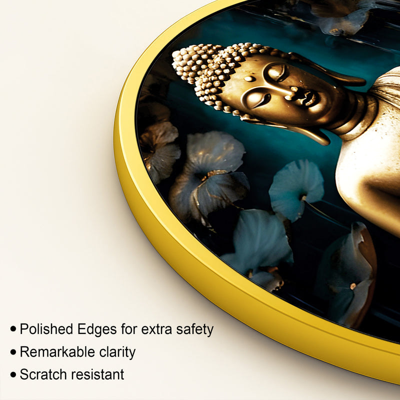 Peaceful Spiritual Gautam Buddha Round Wall Painting