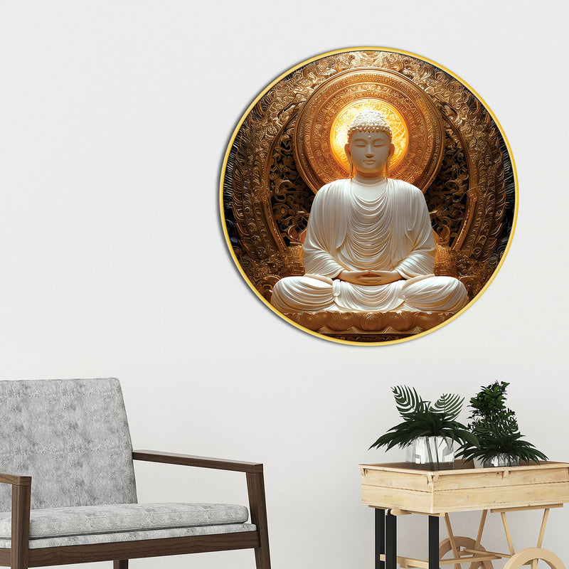 Premium Gautam Buddha Round Shape Painting for Home & Office