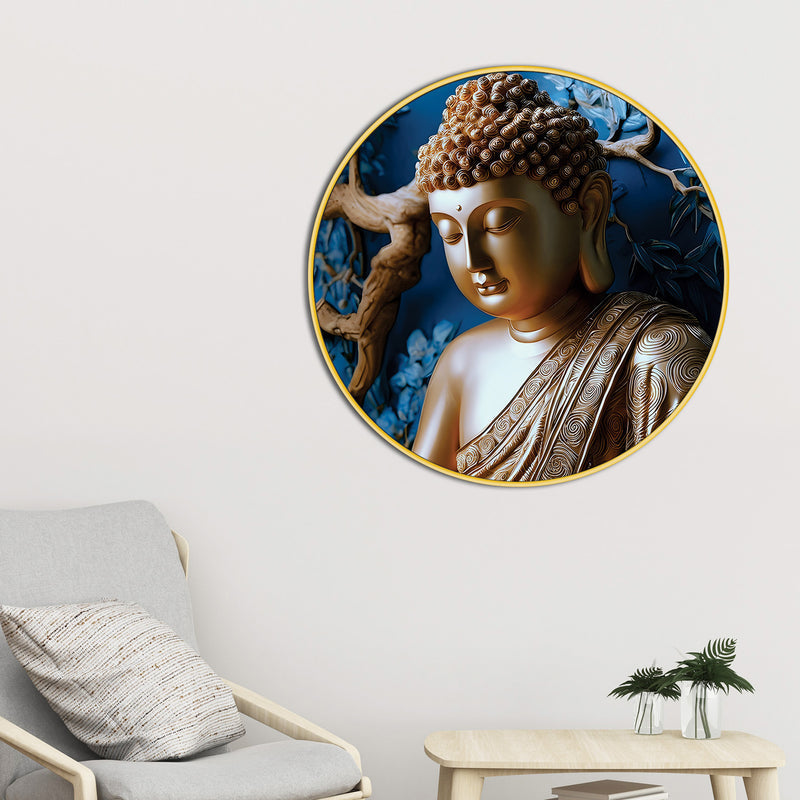 Premium Gautam Buddha Spiritual Round Wall Painting