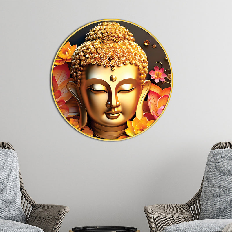 Premium Luxury Round Gautam Buddha Wall Painting