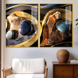 Premium Marble Stone Textural Art Acrylic Floating Wall Painting Set of 2