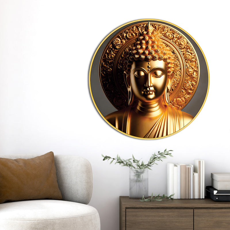 Premium Spiritual Gautam Buddha Round Wall Painting