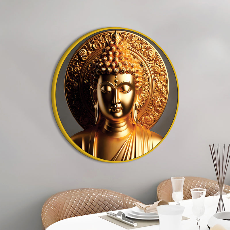 Premium Spiritual Gautam Buddha Round Wall Painting