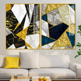 Premium Triangle Pattern Shapes Acrylic Floating Wall Painting Set of 2