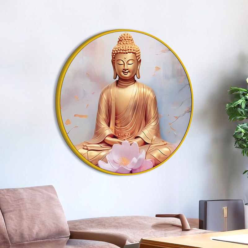 Gautam Buddha Round Wall Art Painting for Home Décor
