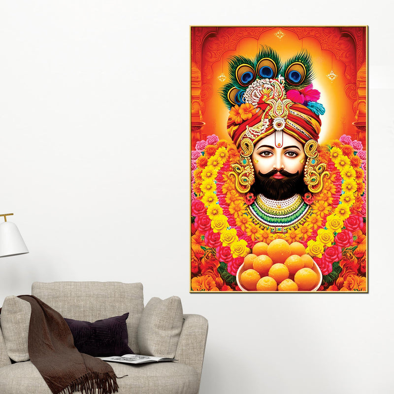 Royal Khatu Shyam Ji Canvas Painting Traditional Wall Decor