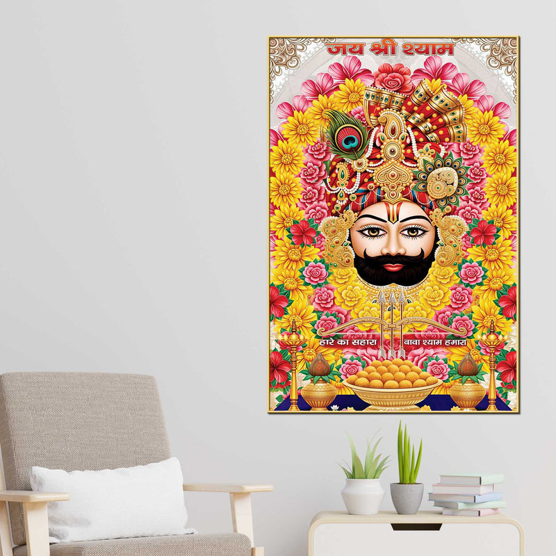 Shyam Baba Traditional Devotional Canvas Painting Pooja Room Wall Decor