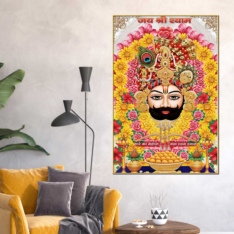 Shyam Baba Traditional Devotional Canvas Painting Pooja Room Wall Decor