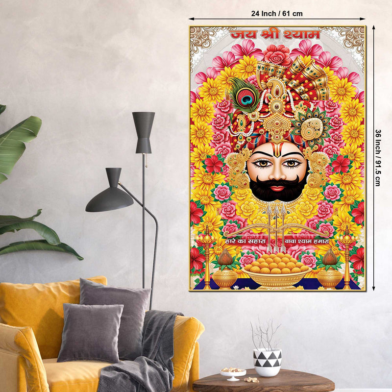 Shyam Baba Traditional Devotional Canvas Painting Pooja Room Wall Decor