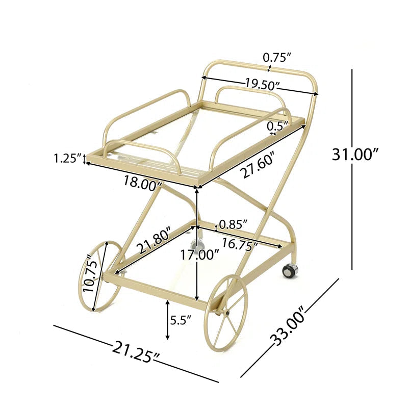 Sophisticated Cross Bar Drinks Trolley In Golden Finish