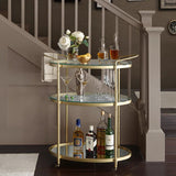 Sophisticated Oval Bar Trolley With Tiered Storage