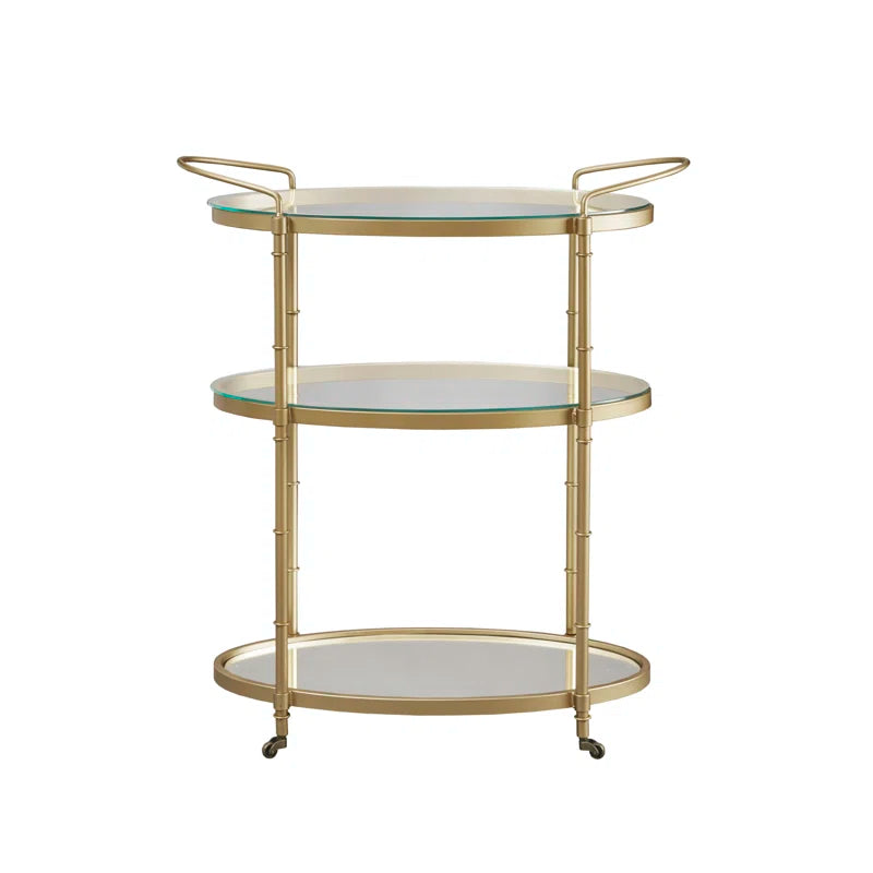 Sophisticated Oval Bar Trolley With Tiered Storage