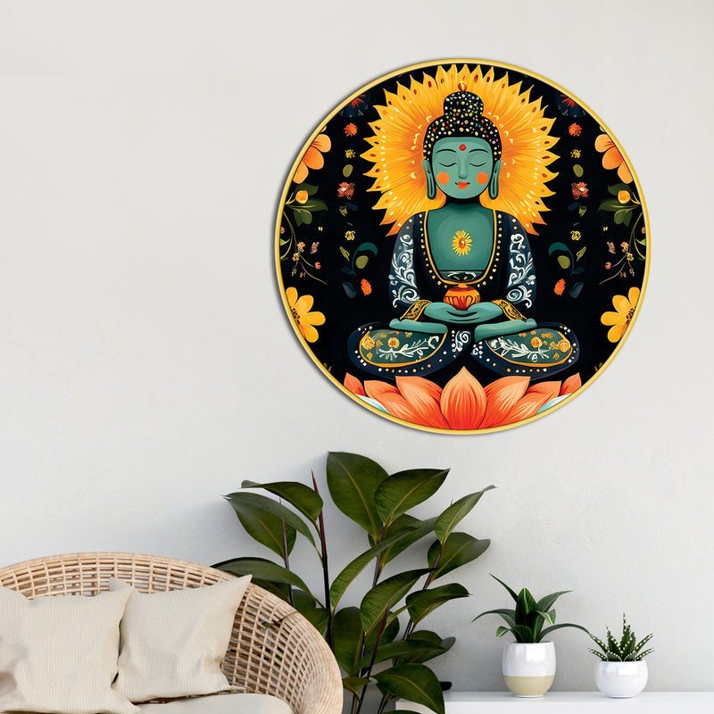 Zen Gautam Buddha Round Paintings for Home and Office