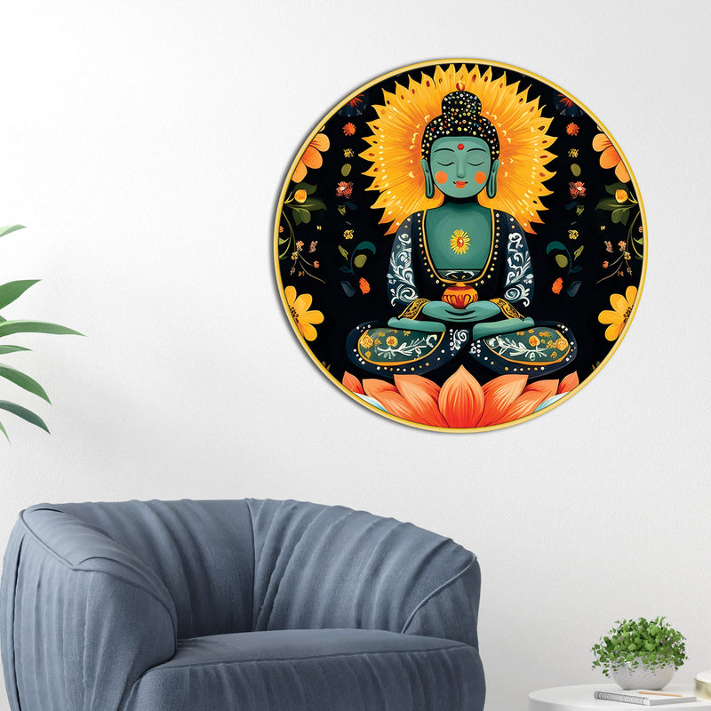 Zen Gautam Buddha Round Paintings for Home and Office