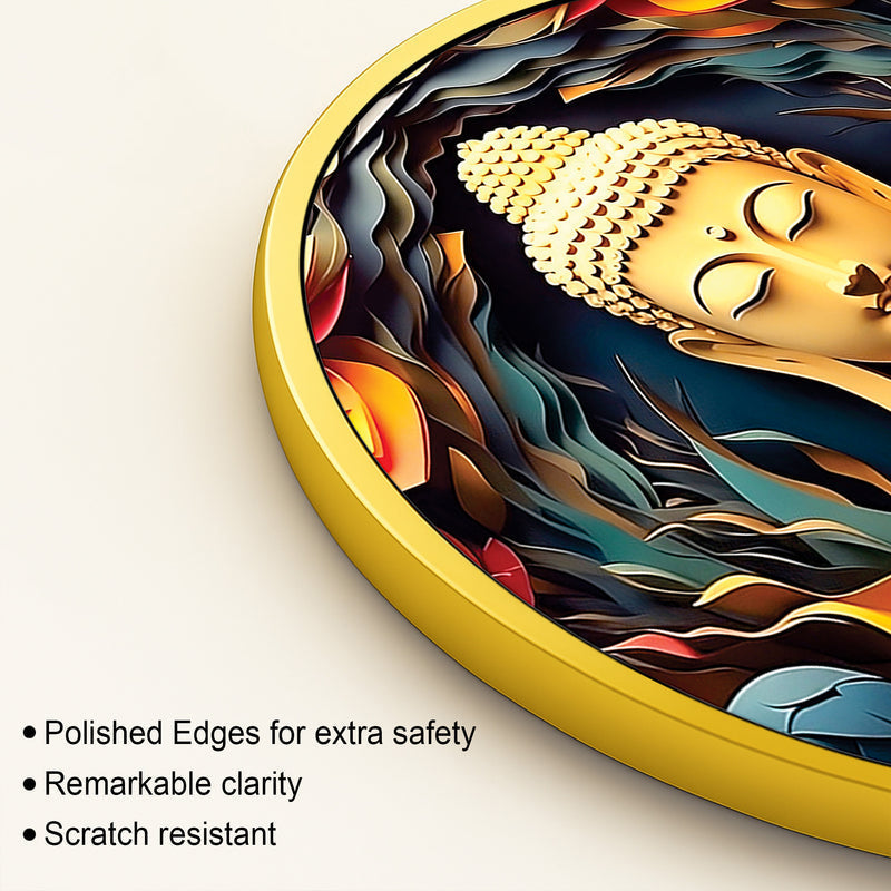 Stylish Spiritual Gautam Buddha Home Round Wall Painting
