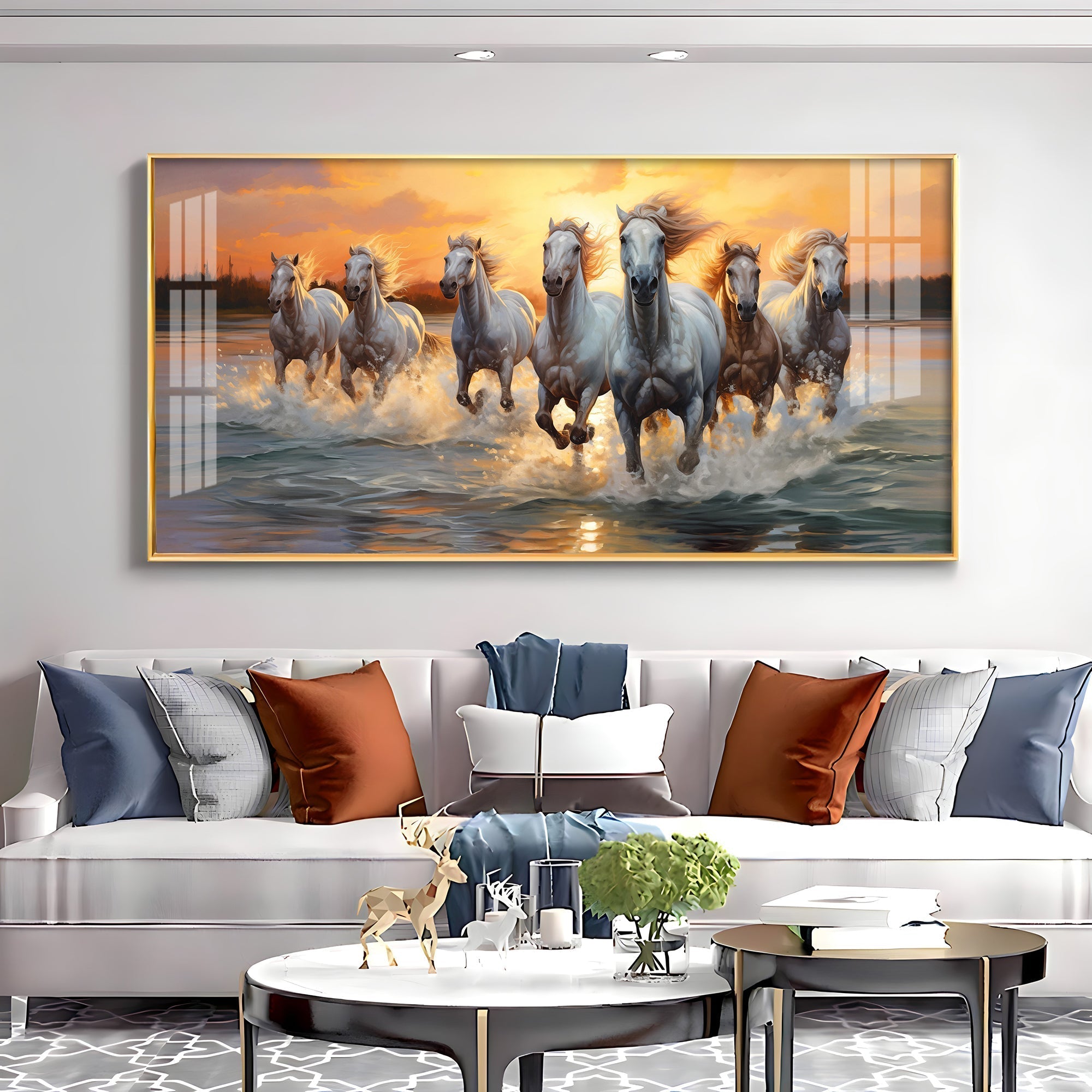 White Horse Acrylic Wall Painting – Elegant Horse Wall Décor